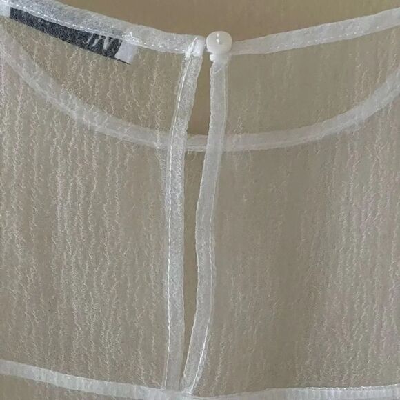Zara White Sheer Rib Sleeveless Women’s Crewneck SZ L #1696 - Picture 3 of 11